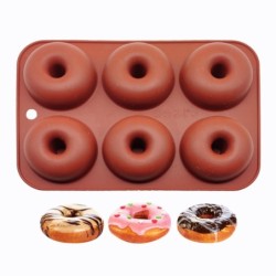 Forma de silicone para rosquinhas - assadeira antiaderente - 6 furos