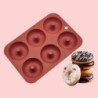 Forma de silicone para rosquinhas - assadeira antiaderente - 6 furos
