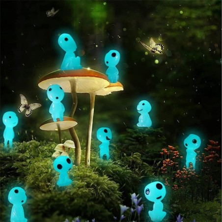 Espíritos de árvores luminosas - mini fantasmas - decoração de jardim - azul - 10 peças