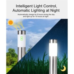 Luz solar de jardim - coluna de aço inoxidável - tubo