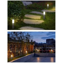 Luz solar de jardim - coluna de aço inoxidável - tubo