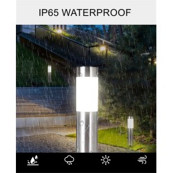 Luz solar de jardim - coluna de aço inoxidável - tubo