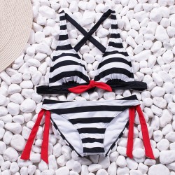 Conjunto de biquíni listrado sexy