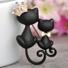 Mãe e filha gato - coroa de cristal - broche