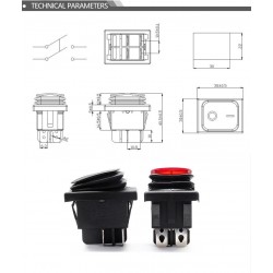 DPST de 4 pinos - T85 - alternância de carro / barco - interruptor basculante com LED - à prova d'água