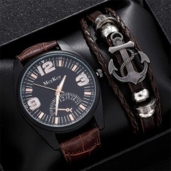 Fashionable Quartz watch - with leather bracelet - setWatches