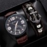Relógio de quartzo elegante - com pulseira de couro - conjunto