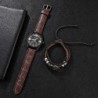 Relógio de quartzo elegante - com pulseira de couro - conjunto