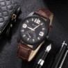 Relógio de quartzo elegante - com pulseira de couro - conjunto