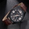 Relógio de quartzo elegante - com pulseira de couro - conjunto