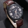 Relógio de quartzo elegante - com pulseira de couro - conjunto