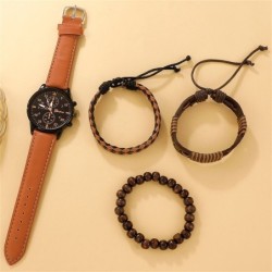 Relógio de luxo Quartzo - com pulseiras de couro - conjunto