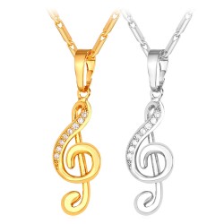 Pingente nota musical / cristais - com colar