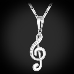 Pingente nota musical / cristais - com colar