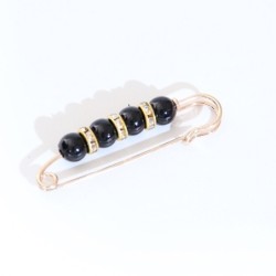Broche elegante - alfinete de segurança - com pérolas pretas / brancas - 3 peças
