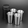 Copos de acampamento em aço inoxidável - com saco de armazenamento - 180 ml - 4 peças -