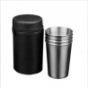 Copos de acampamento em aço inoxidável - com saco de armazenamento - 180 ml - 4 peças -