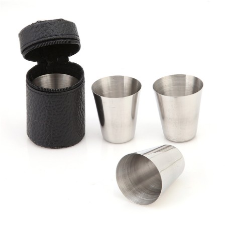 Copos de acampamento em aço inoxidável - com saco de armazenamento - 180 ml - 4 peças -