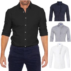 Camisa elegante com mangas compridas - com zíper / botões - corte justo