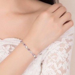 Prata 925 - corações / cristais - pulseira