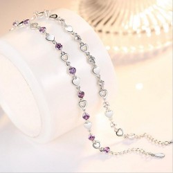 Prata 925 - corações / cristais - pulseira