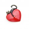 Coração vermelho com gato preguiçoso - broche de esmalte