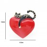 Coração vermelho com gato preguiçoso - broche de esmalte