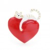 Coração vermelho com gato preguiçoso - broche de esmalte