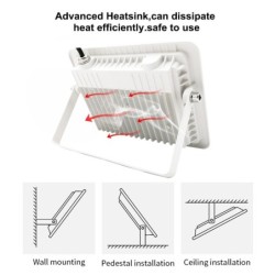 Holofote LED RGB - refletor exterior - controle remoto - à prova d'água - 220V / 110V - 20W - 30W - 50W - 100W