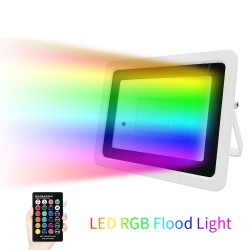 Holofote LED RGB - refletor exterior - controle remoto - à prova d'água - 220V / 110V - 20W - 30W - 50W - 100W