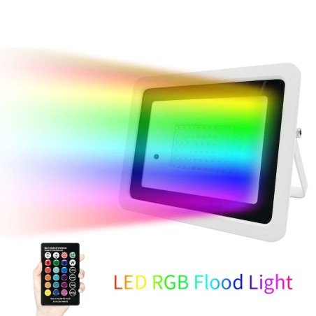 Holofote LED RGB - refletor exterior - controle remoto - à prova d'água - 220V / 110V - 20W - 30W - 50W - 100W
