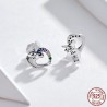 Unicórnio de cristal em forma de coração - brincos de prata