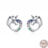 Heart shaped crystal unicorn - silver earringsEarrings