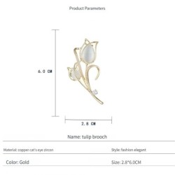 Broche em forma de tulipa branca - com cristais