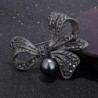 Broche de flor de cristal - com pérola negra