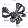 Broche de flor de cristal - com pérola negra