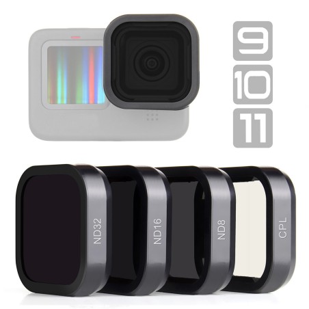 CPL ND8 ND16 ND32 ND - kit de filtro de lente - para GoPro Hero 11 10 9 Preto