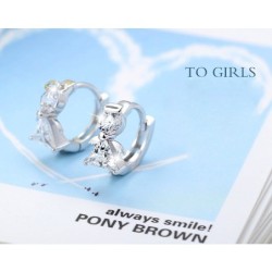 Round silver earrings with crystal angelEarrings