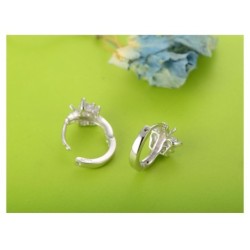 Round silver earrings with crystal butterflyEarrings