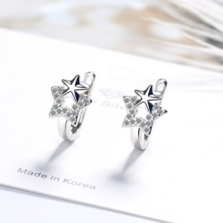 Silver earrings with a double star / crystalsEarrings