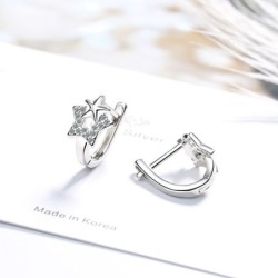 Silver earrings with a double star / crystalsEarrings