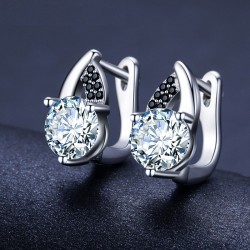 Elegant silver earrings - with white / black crystalsEarrings