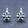 Elegantes brincos de prata - com flor de cristal branco/preto
