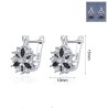 Elegantes brincos de prata - com flor de cristal branco/preto
