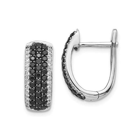 Brincos pequenos em prata - zircão branco/preto