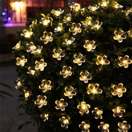 Luz solar - cordão de LED - guirlanda - decoração de Natal - flores
