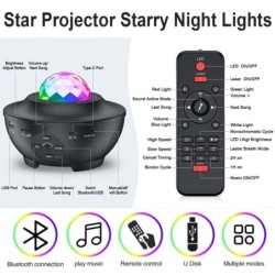 Projetor de céu estrelado - Luz noturna LED - com alto-falante - Bluetooth