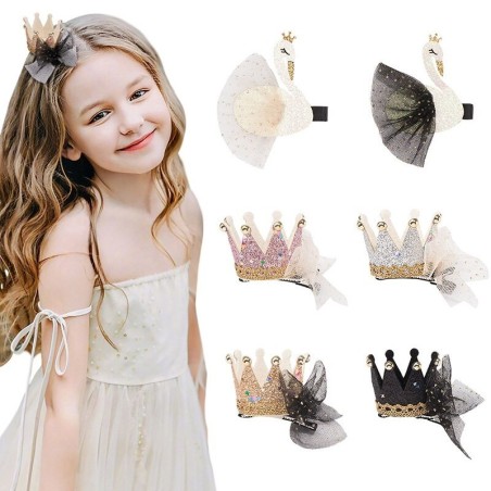 Grampo de cabelo decorativo - cisne - coroa