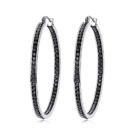 Big hoop earrings - with black crystalsEarrings