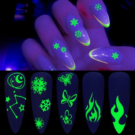 Adesivos decorativos luminosos para unhas